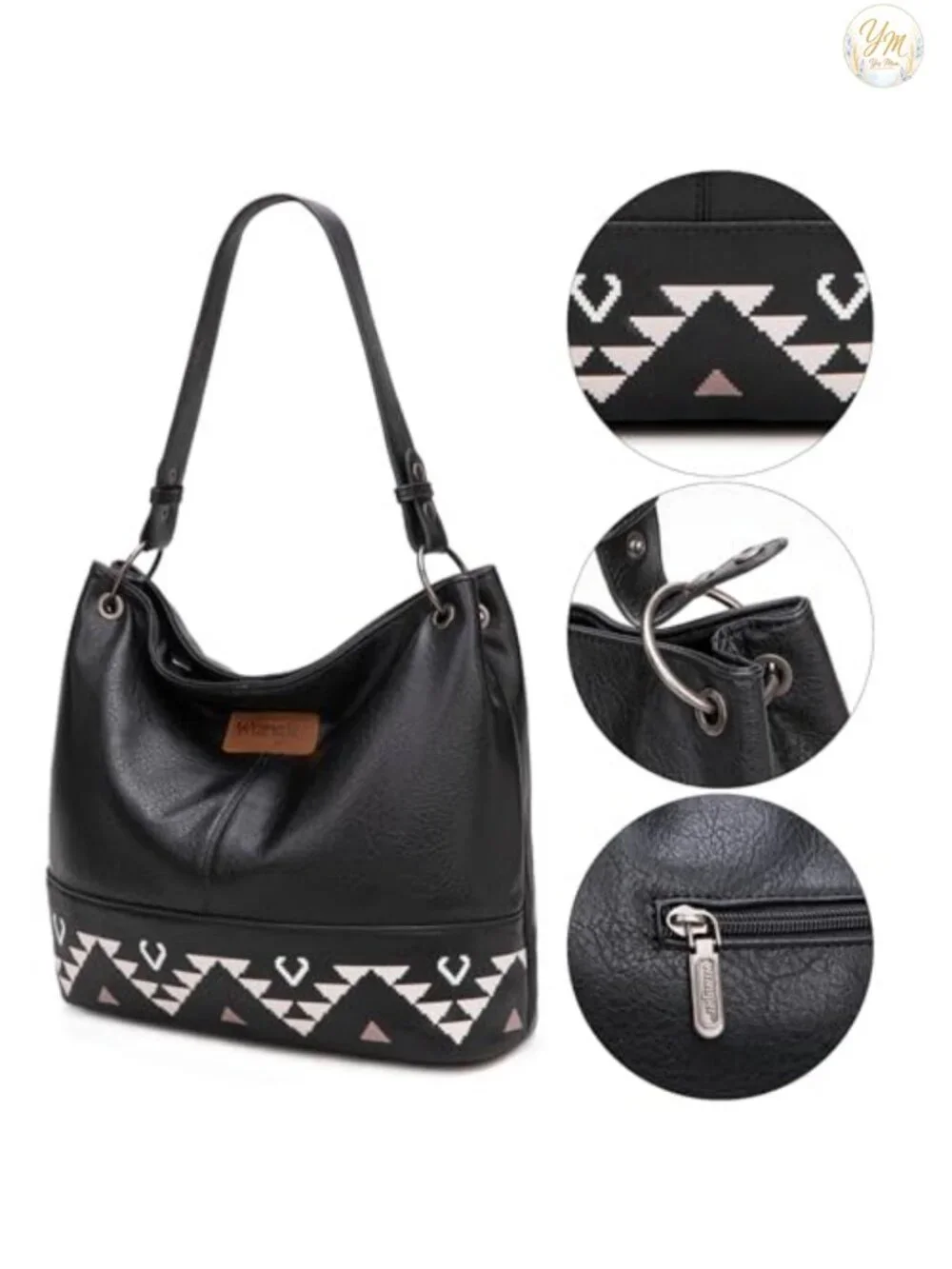 Womens Vegan Leather Hobo Handbag Top Handle Shoulder Purse Aztec Design
